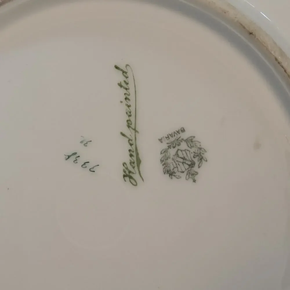 Vintage Tirschenreuth Bavaria Pink Roses Gold Trim 8.25 in Cabinet Plate Signed